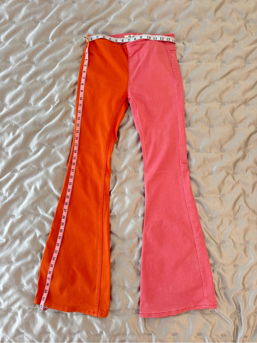 We The Free Two-Tone Pink and Orange Flare Jeans - Picture 4 of 6
